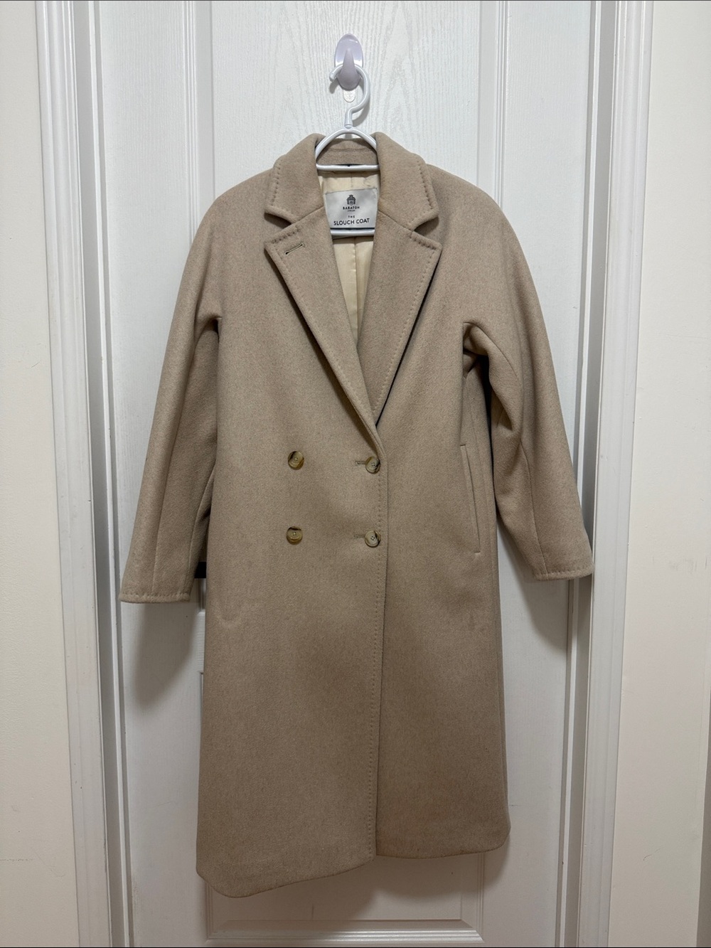Aritzia Babaton Double-Breasted Soft Wool Cashmere Trench Coat - Beige